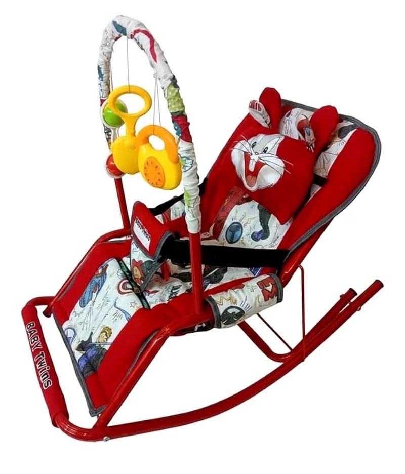 Baby Bouncer with Safety Belt and Toy Set (red) - Image 1