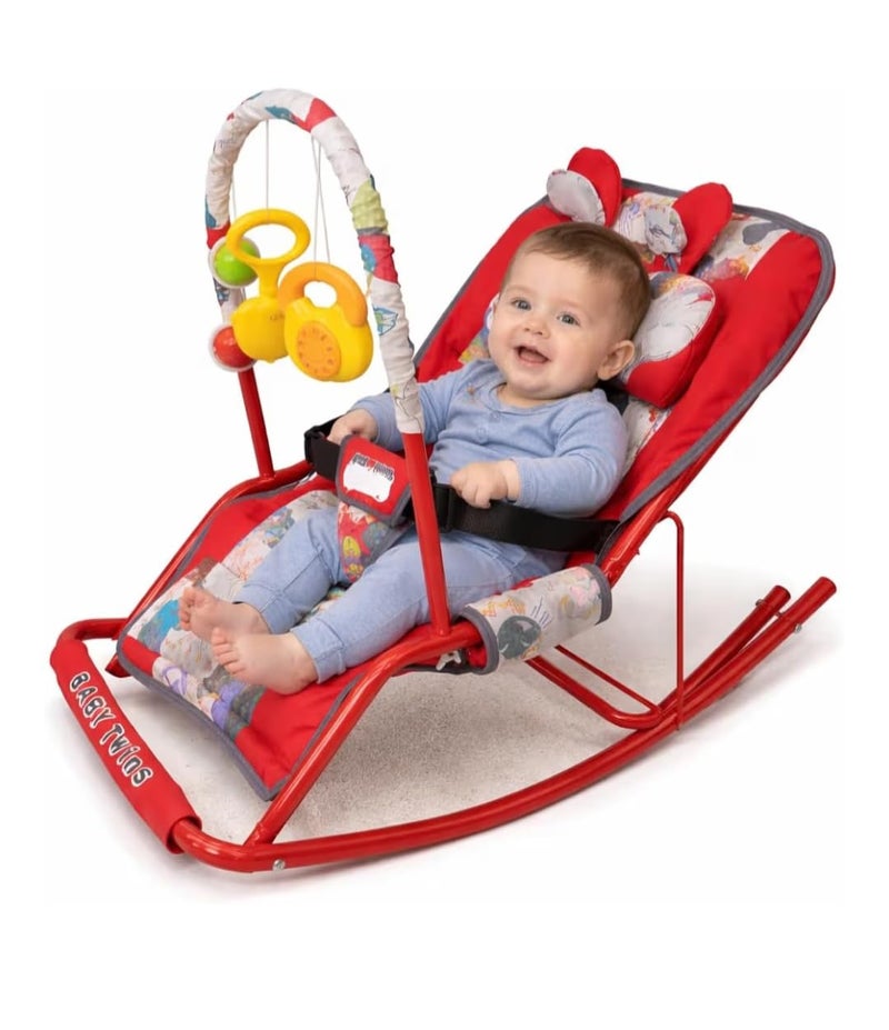 Baby Bouncer with Safety Belt and Toy Set (red) - Image 4