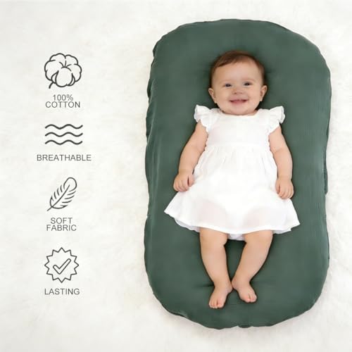 Bubbyhuts Infant Support Cushion - Baby Support Cushion for Newborn 0-24 Months, Muslin Cover，Portable Breathable & Soft Tummy Time Mat for Home and Travel - Orange - Image 4