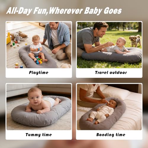 Bubbyhuts Infant Support Cushion - Baby Support Cushion for Newborn 0-24 Months, Muslin Cover，Portable Breathable & Soft Tummy Time Mat for Home and Travel - Orange - Image 3
