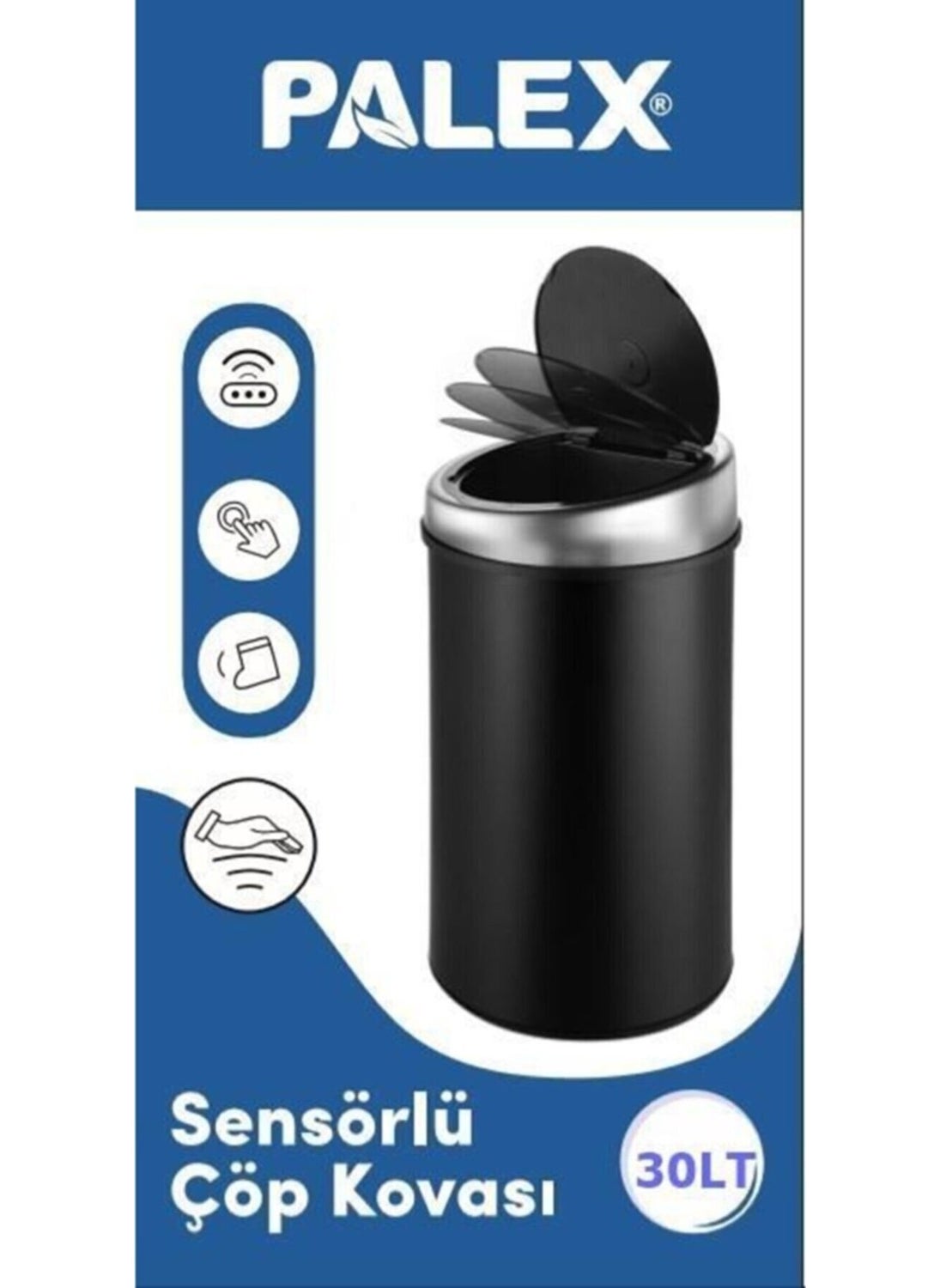 palex Sensor Trash Bin 30 Lt Black  - Image 1