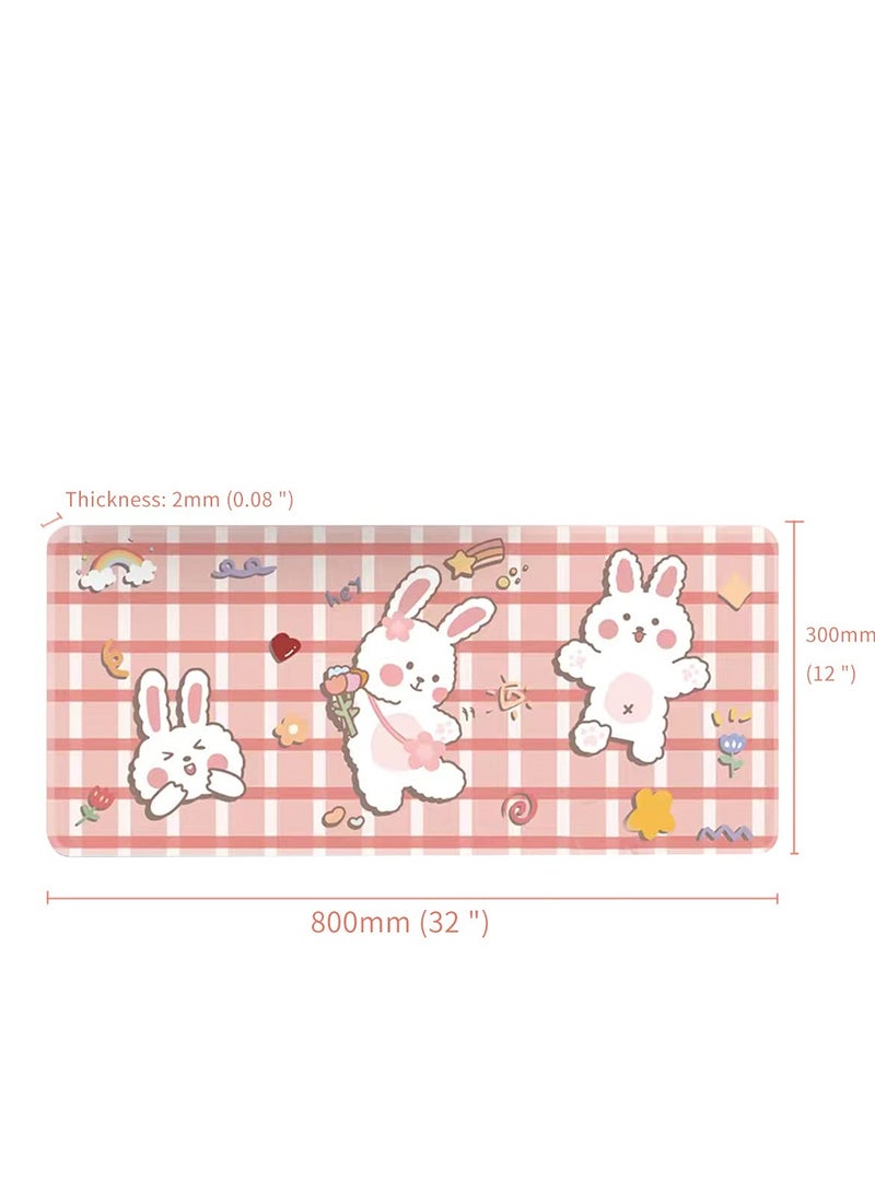KASTWAVE Desktop Mouse Pad, Cute Cartoon Rabbit Theme Mouse Keyboard Pad Large Game Desk Pad Suitable for Game Writing Bedroom Office Work Supplies Laptop Desk Pad ( 30x80 cm) - Image 4
