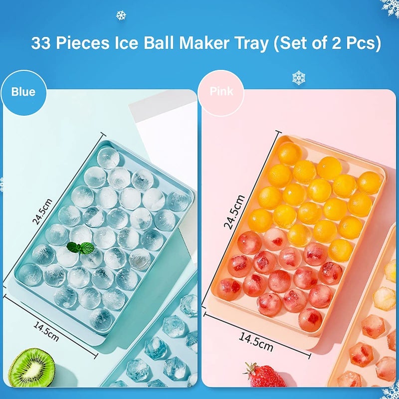 Wolpin Ice Cube Tray with Lid Round Ice Maker Pop-up Tray Ice Mould PP Material, 33 Cube Per Trays (Pack of 2) BPA Free, Polypropylene - Image 3
