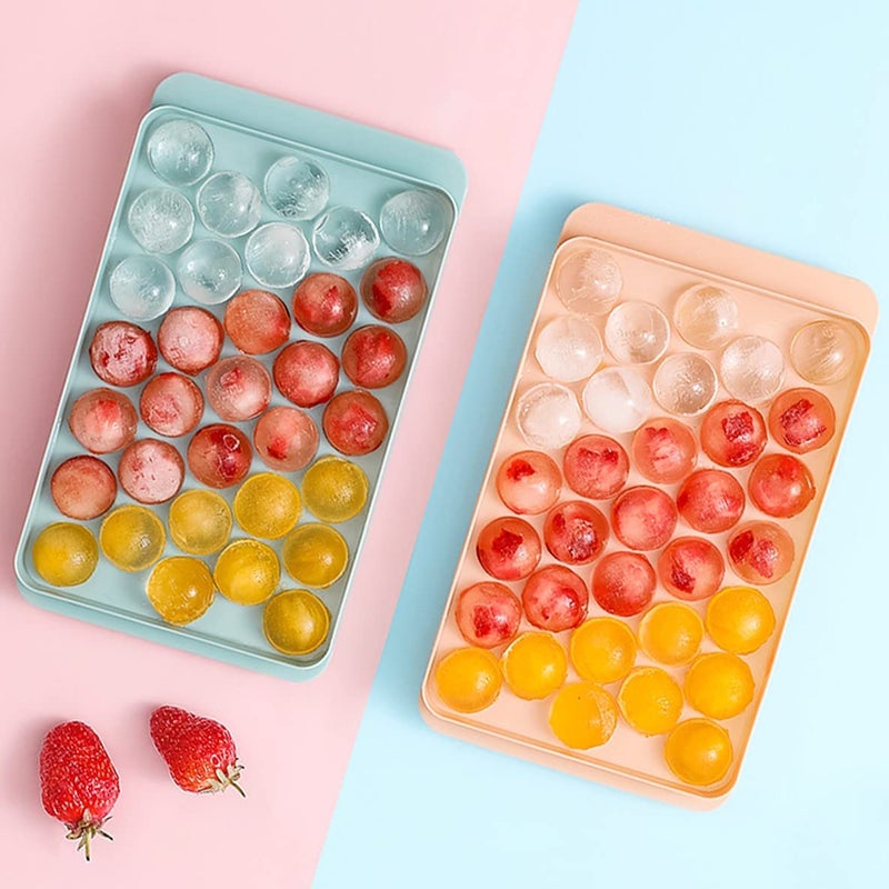 Wolpin Ice Cube Tray with Lid Round Ice Maker Pop-up Tray Ice Mould PP Material, 33 Cube Per Trays (Pack of 2) BPA Free, Polypropylene - Image 2