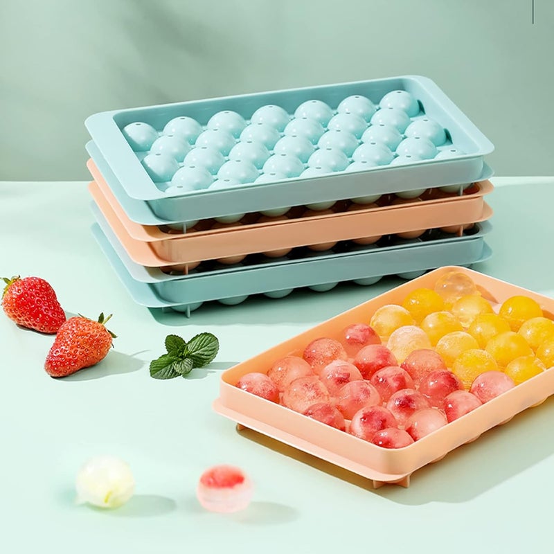 Wolpin Ice Cube Tray with Lid Round Ice Maker Pop-up Tray Ice Mould PP Material, 33 Cube Per Trays (Pack of 2) BPA Free, Polypropylene - Image 5