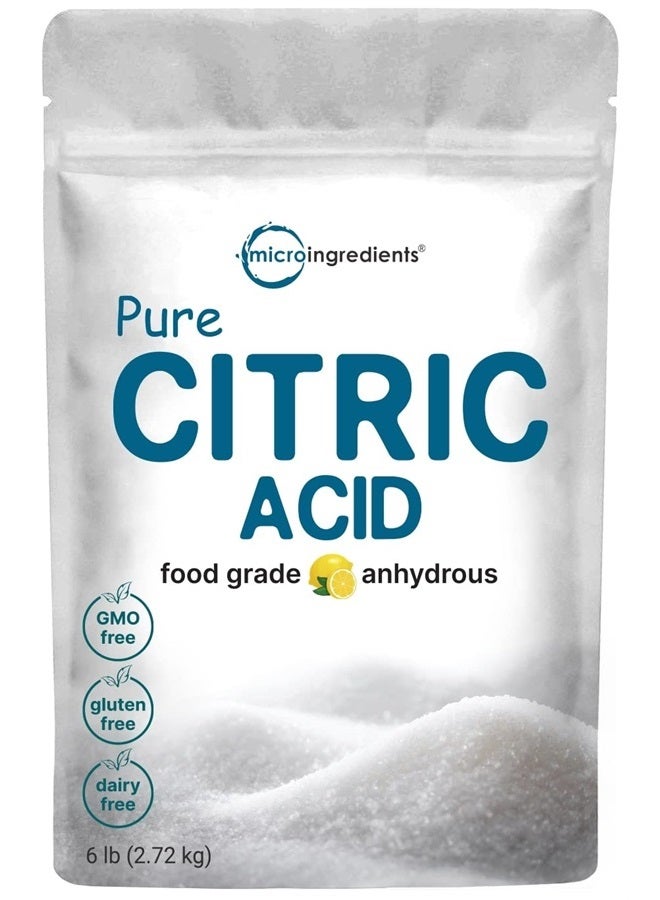 Micro Ingredients Citric Acid 6 Pounds, Food Grade, Fine Granular Powder | 100% Pure, Concentrated Anhydrous Form | Natural Preservative + Great for Cooking, Cleaning, & DIY Bath Bombs | Non-GMO - Image 1