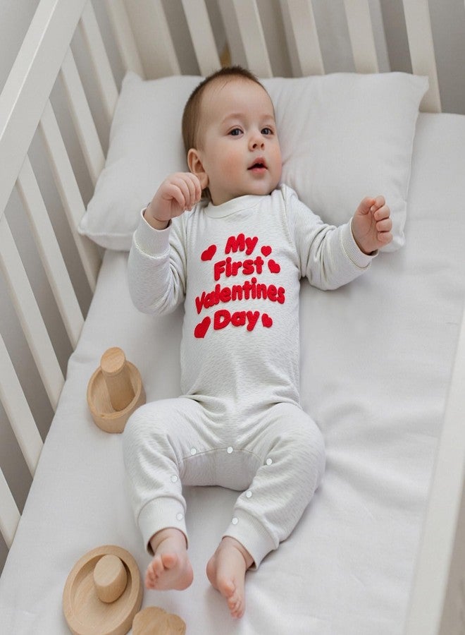 LouVasabuce My First Valentines Day Baby Clothes Outfits Letter Heart Embroidery Romper Jumpsuit Newborn Girl Boy Clothing (Gray, 3-6 Months) - Image 2