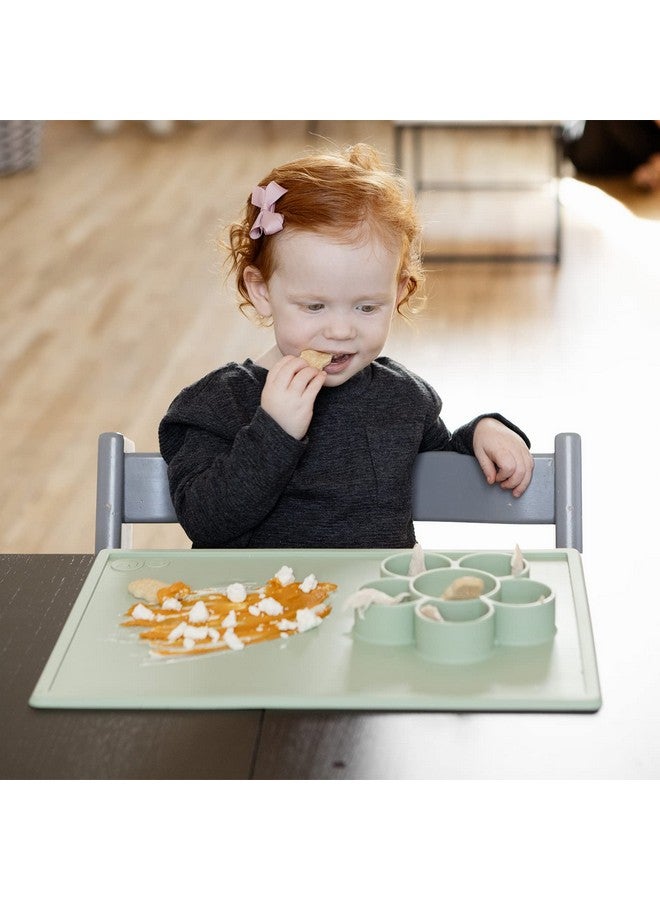 ezpz Play Mat for Baby + Toddler - 6 Months+ (Sage) - Suction Plate with Flower Compartments for Crafts, Painting, Sorting, Snack Time - Fits Standard Piece of Paper - Image 2