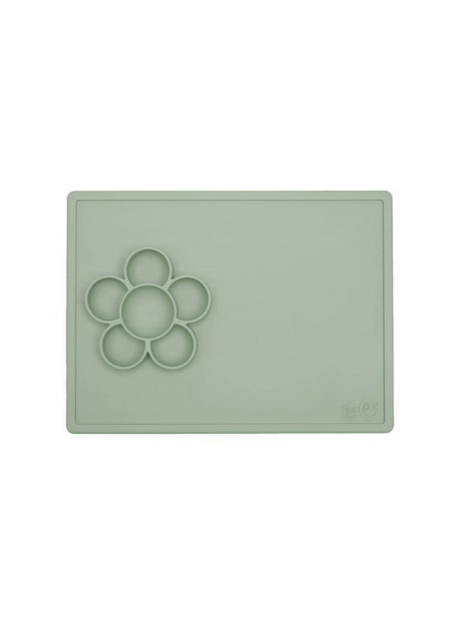 ezpz Play Mat for Baby + Toddler - 6 Months+ (Sage) - Suction Plate with Flower Compartments for Crafts, Painting, Sorting, Snack Time - Fits Standard Piece of Paper - Image 1