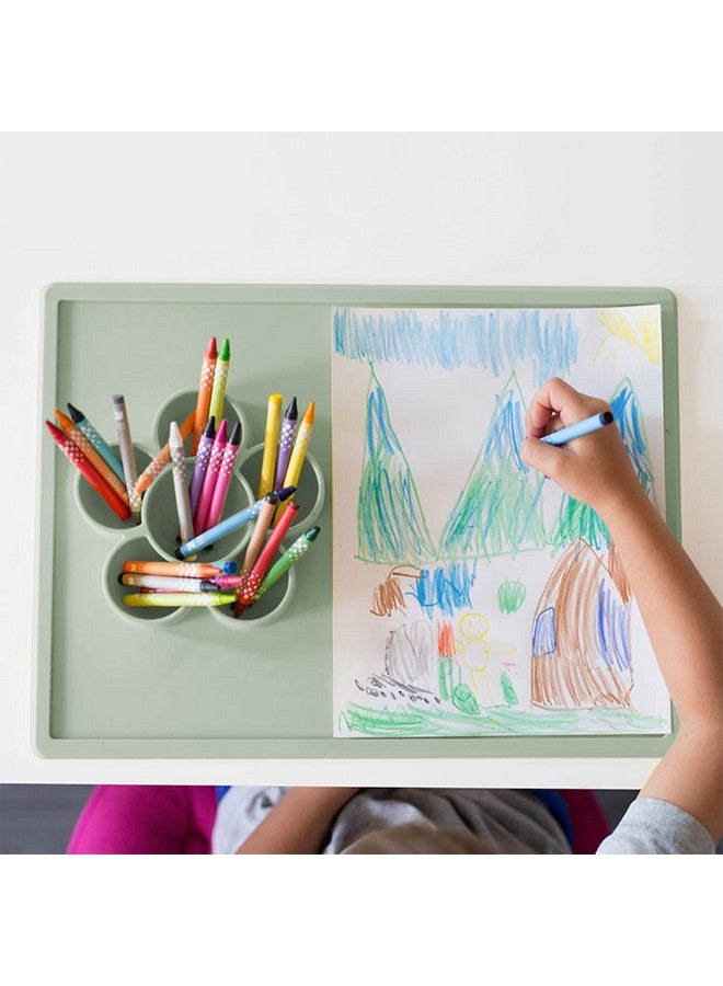 ezpz Play Mat for Baby + Toddler - 6 Months+ (Sage) - Suction Plate with Flower Compartments for Crafts, Painting, Sorting, Snack Time - Fits Standard Piece of Paper - Image 3