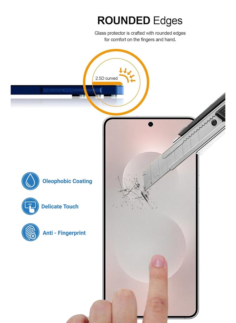 For Samsung Galaxy S25 Edge - Tempered Glass Screen Protector - Delicate Touch , Higher Transparency , Easy to Install ,Anti-scratch and Bubble-free Screen Protector - Black - Image 4