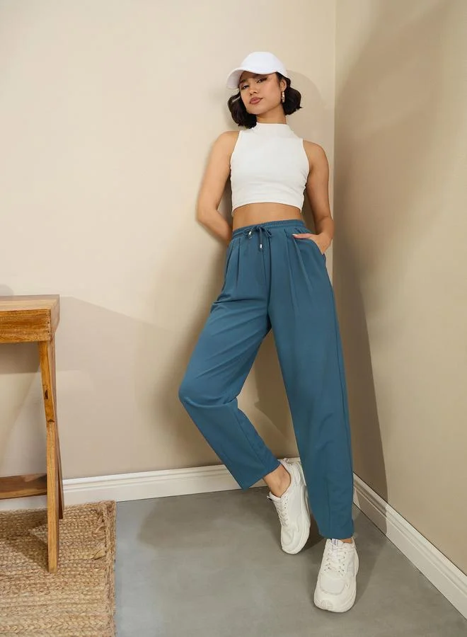 SASSAFRAS Sassafras Women Blue Tapered Drawstring Joggers