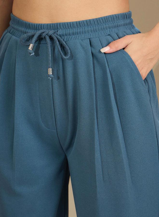 ساسافراس بنطلون رياضي نسائي ساسافراس أزرق بخصر مطاطي ورباط - Image 4