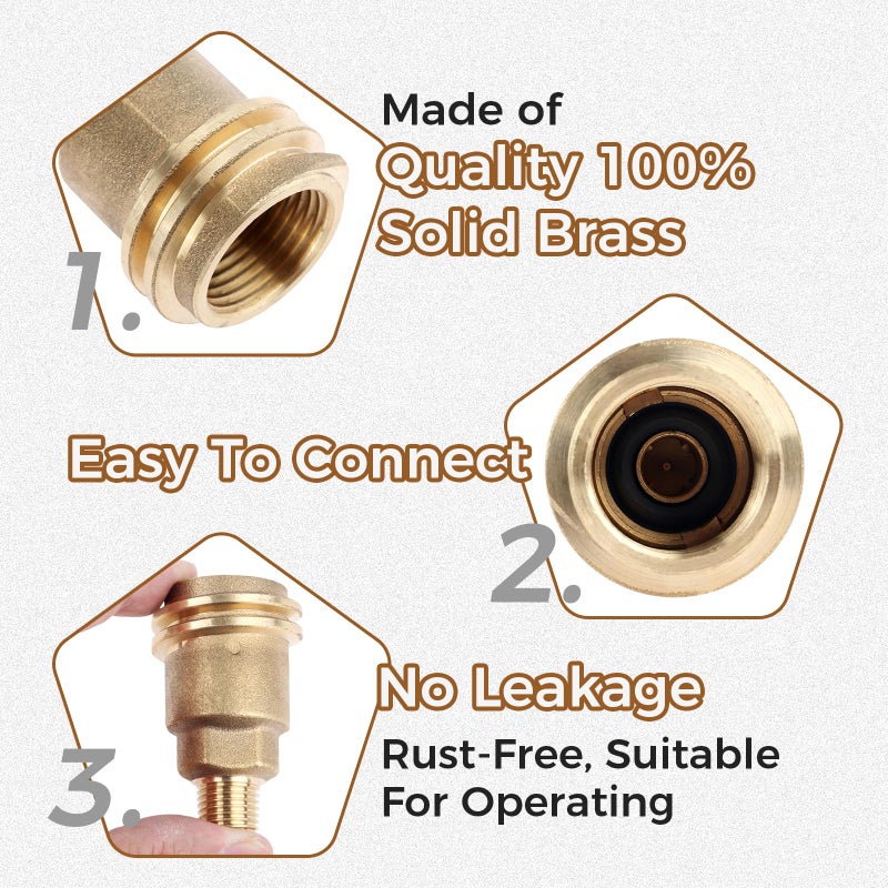 DRELD Qcc1 Nut Propane Gas Fitting Adapter With 1/4"" Male Pipe Thread Propane Quick Connect Fittings Hose Adapter Solid Brass - Image 3