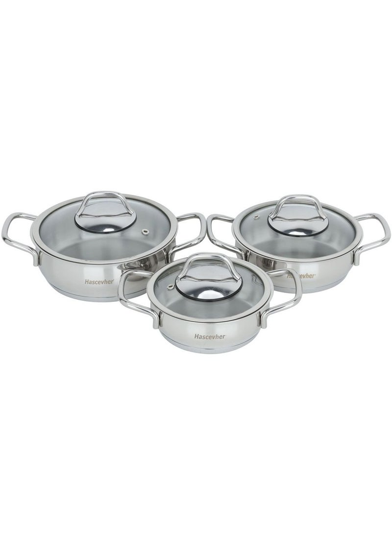 Turkish steel pots set glass lid 6 pieces 14 * 16 * 18 cm - pzsku/ZE4E9EE3A0FF16C9DF04FZ/45/_/1739789386/1e4fff57-4d07-49f3-931c-5f5d3371330f