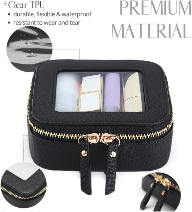 FASAOH Small Clear Makeup Bag Travel Cosmetic Case, Portable Make Up Organizer Traveling Compact Car Bag for Essentials Transparent Toiletry Bag with Zipper - Image 3