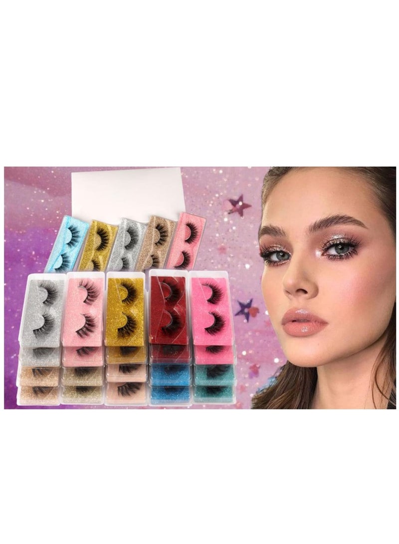 Zikra False Eyelashes, 20 Pairs Natural 3D Fluffy Lashes Pack Dramatic Thick Long Faux Mink Eyelashes Bulk Wispy Strip Fake Eyelashes - Image 3