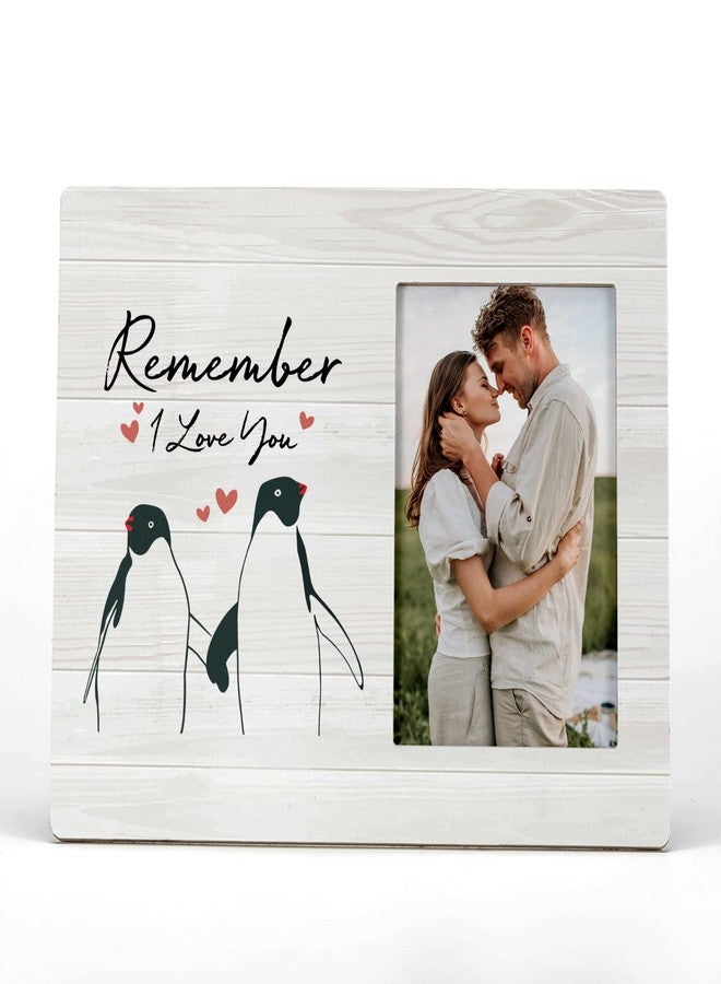 FONDCANYON Remember I Love You To Cute Couple Penguin Picture Photo Frame,Couples Love Picture Frames,Valentine Wedding Gifts For Girlfriend Boyfriend Husband Wife Him Her (4x6 Inch Photo) - Image 1