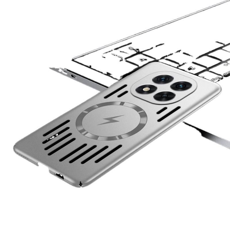 BB غطاء MagSafe بPC لـ Redmi Note 14 Pro مع مغناطيس قوي وتبديد الحرارة المغناطيسي مع تبديد الحرارة باللون Silver باللون الفضي باللون الأحمر - Image 1