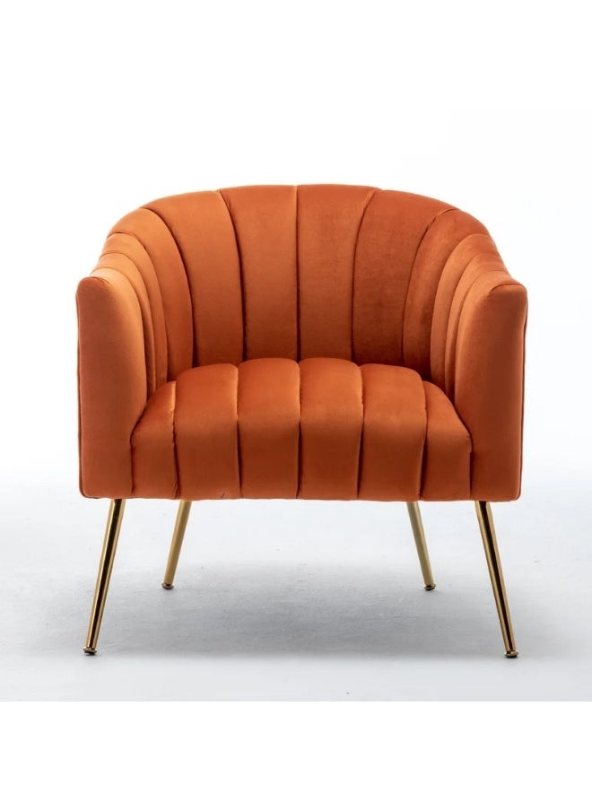 ALWASIT HOME - Demetrius Single Seater Sofa Luxurious Design With Premium Fabric Best For Living Room For Hotel Velvet Fabric - Orange - Image 1