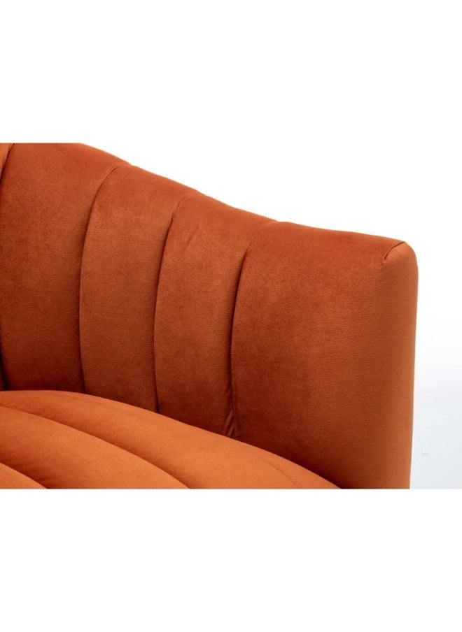 ALWASIT HOME - Demetrius Single Seater Sofa Luxurious Design With Premium Fabric Best For Living Room For Hotel Velvet Fabric - Orange - Image 1