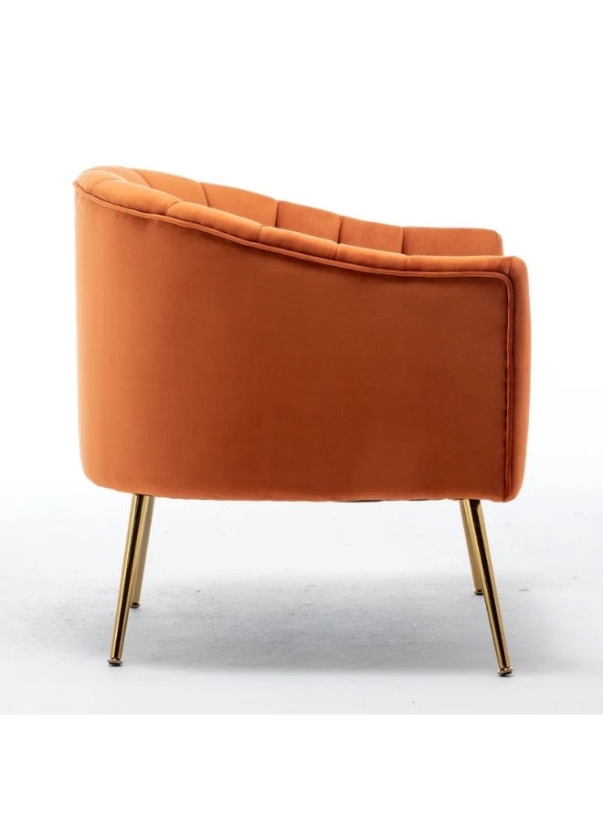 ALWASIT HOME - Demetrius Single Seater Sofa Luxurious Design With Premium Fabric Best For Living Room For Hotel Velvet Fabric - Orange - Image 1