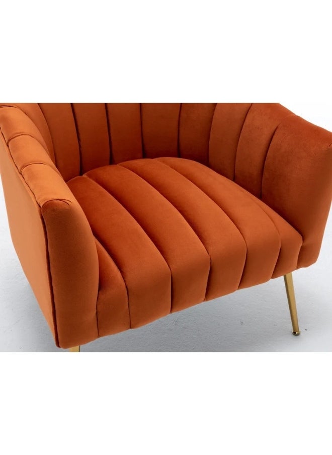 ALWASIT HOME - Demetrius Single Seater Sofa Luxurious Design With Premium Fabric Best For Living Room For Hotel Velvet Fabric - Orange - Image 1
