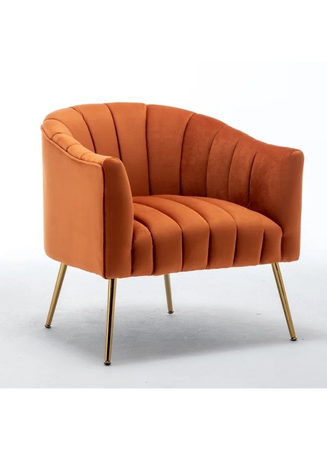 ALWASIT HOME - Demetrius Single Seater Sofa Luxurious Design With Premium Fabric Best For Living Room For Hotel Velvet Fabric - Orange - Image 1