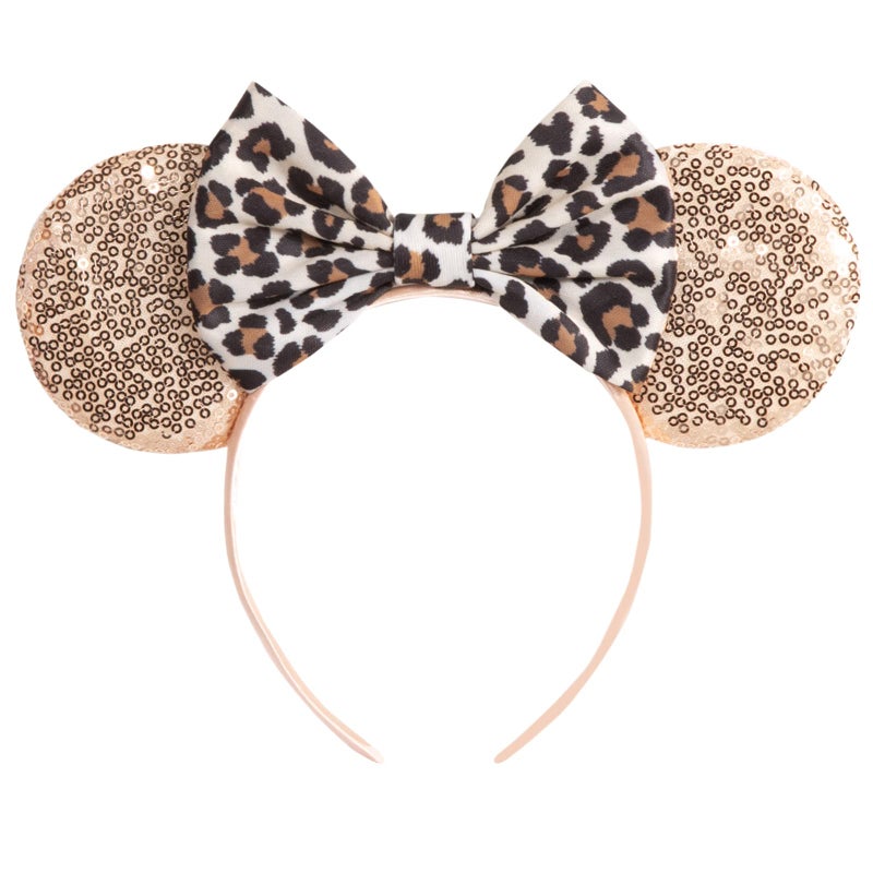 CHuangQi Mouse Ears Headband with Shiny Bow, Double-sided Sequins Glitter Hair Band, for Birthday Party Celebration & Event (XC11) - Image 1
