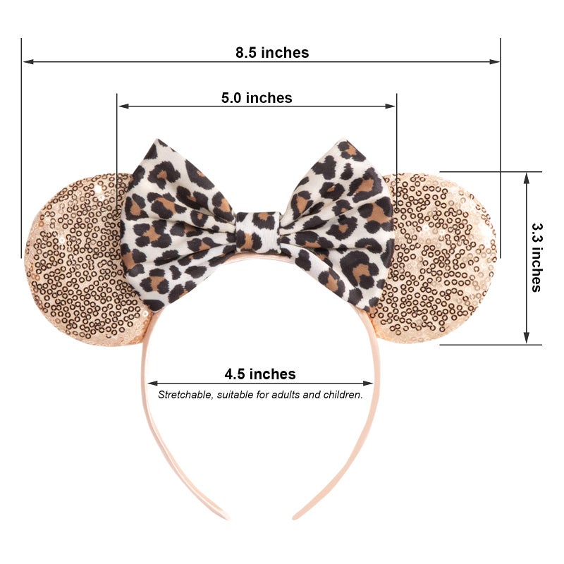 CHuangQi Mouse Ears Headband with Shiny Bow, Double-sided Sequins Glitter Hair Band, for Birthday Party Celebration & Event (XC11) - Image 3
