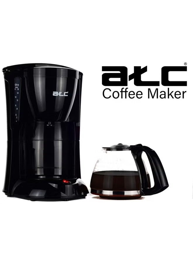 ATC 15-Cup Drip Coffee Maker 1000W 1.25L | Anti-Drip Valve, Keep Warm Plate, Auto Shut-Off, Water Indicator & Overheat Protection | H-CM1812 Black - Image 5
