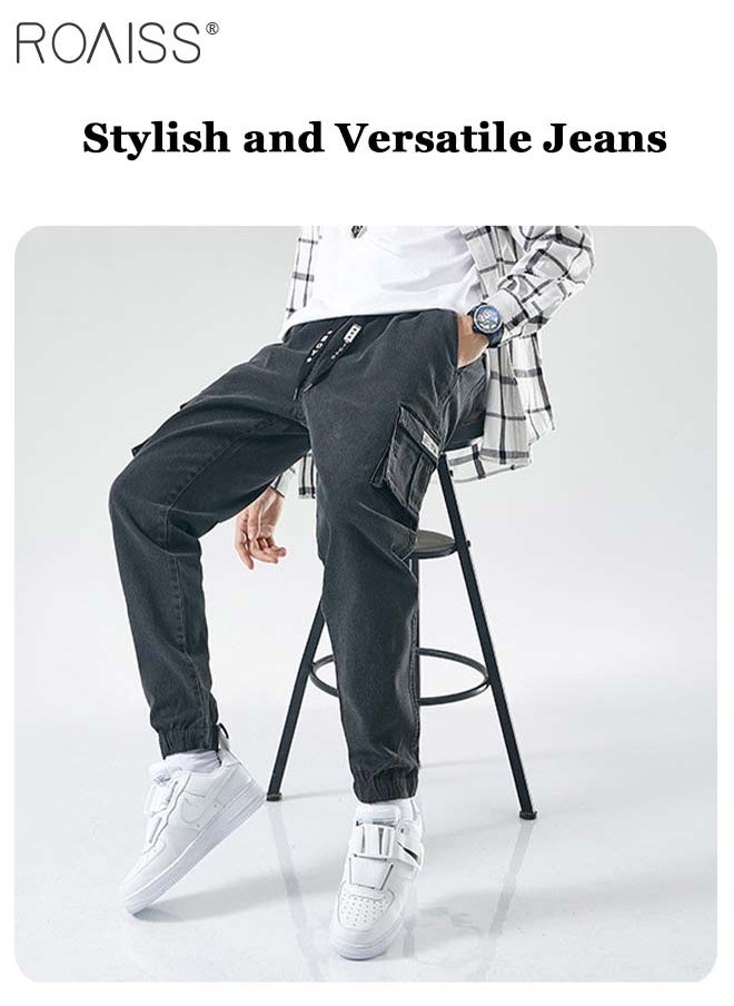roaiss Men's Cargo Pants Casual Pants Loose Fit Jeans Ankle-Tied with Elastic Drawstring Suitable for Various Body Types  - Image 3