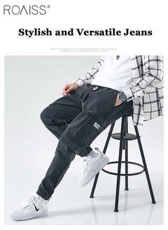 roaiss Men's Cargo Pants Casual Pants Loose Fit Jeans Ankle-Tied with Elastic Drawstring Suitable for Various Body Types  - Image 5