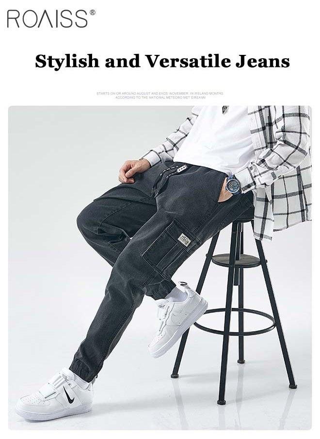 roaiss Men's Cargo Pants Casual Pants Loose Fit Jeans Ankle-Tied with Elastic Drawstring Suitable for Various Body Types  - Image 5
