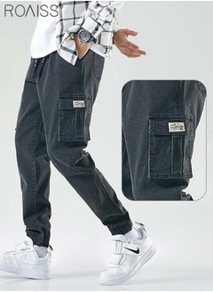 roaiss Men's Cargo Pants Casual Pants Loose Fit Jeans Ankle-Tied with Elastic Drawstring Suitable for Various Body Types  - Image 2
