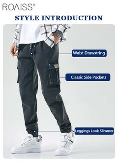 roaiss Men's Cargo Pants Casual Pants Loose Fit Jeans Ankle-Tied with Elastic Drawstring Suitable for Various Body Types  - Image 4