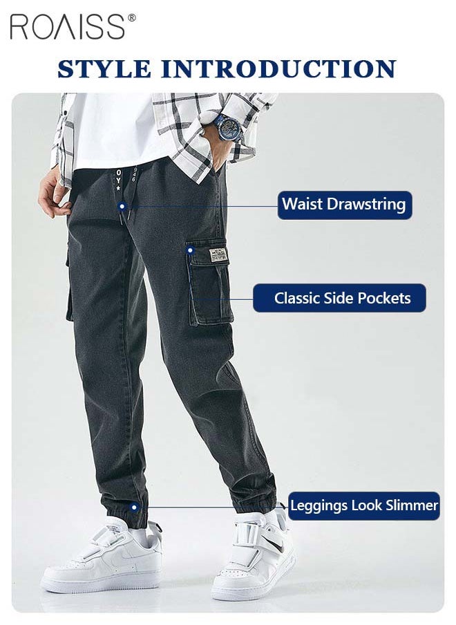roaiss Men's Cargo Pants Casual Pants Loose Fit Jeans Ankle-Tied with Elastic Drawstring Suitable for Various Body Types  - Image 4