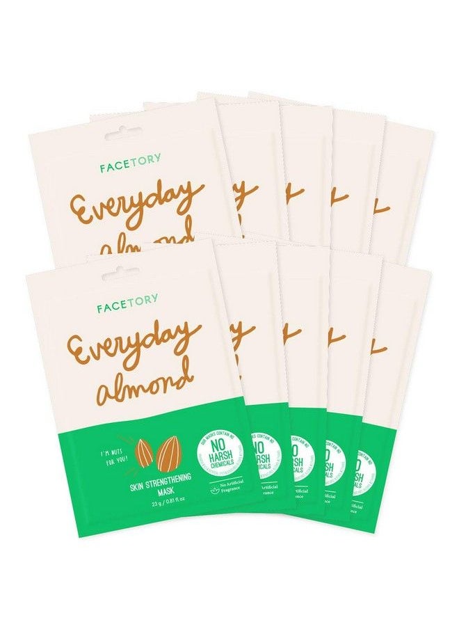 FACETORY - Everyday Almond Skin Strengthening Mask With No Harsh Chemicals Soft Sheet Mask For All Skin Types Strengthening And Antiaging Face Mask (Pack Of 10) - Image 1