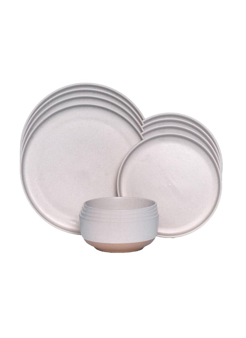 12 Pcs Dinner Set Porcelain Dinner Set 4x Dinner Plates 4x Side Plates 4x Soup Bowl - Brooklyn