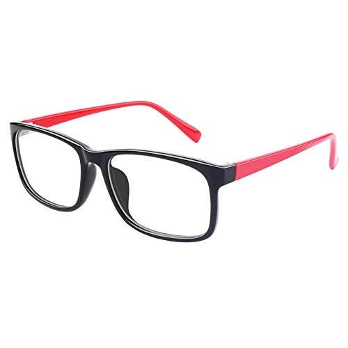 GQUEEN Fake Clear Glasses Non Prescription Glasses Eyeglasses Rectangular Frame Black Red, 201512 - Image 1