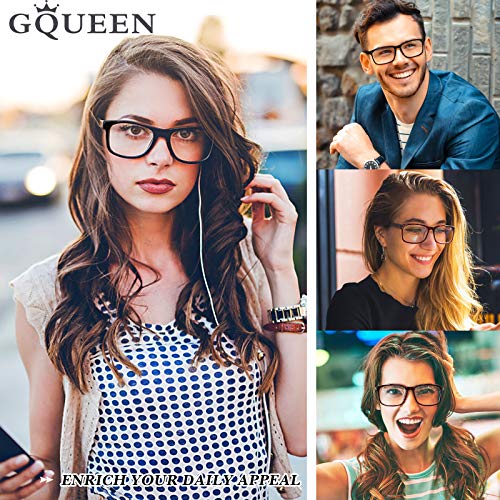 GQUEEN Fake Clear Glasses Non Prescription Glasses Eyeglasses Rectangular Frame Black Red, 201512 - Image 2