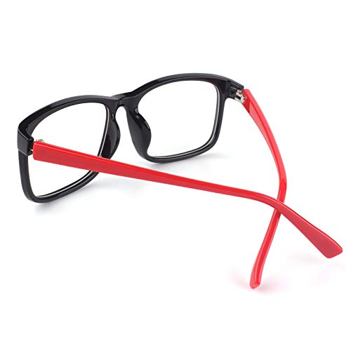 GQUEEN Fake Clear Glasses Non Prescription Glasses Eyeglasses Rectangular Frame Black Red, 201512 - Image 4