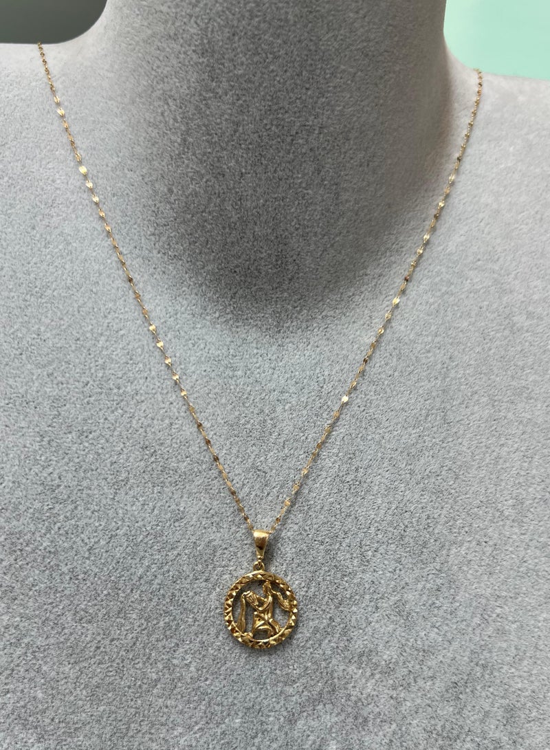 روبي آرت الذهب قلادة من الذهب الخالص عيار 18 قيراطًا بتصميم أنيق لبرج الدلو للنساء - 1.36 جرام - Image 2