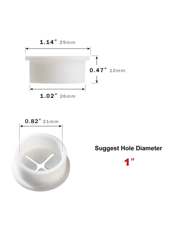 keenkee 6 PCS Flexible Silicone Cable Cord Grommet 1 Inch White Grommets in Desk, Table, and Other Furnitures for Hole Cover, Cable Management, Wire Organizer, Cable Pass Through - Image 2