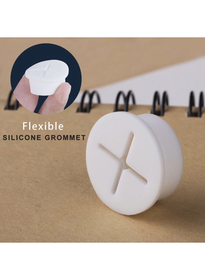 keenkee 6 PCS Flexible Silicone Cable Cord Grommet 1 Inch White Grommets in Desk, Table, and Other Furnitures for Hole Cover, Cable Management, Wire Organizer, Cable Pass Through - Image 5