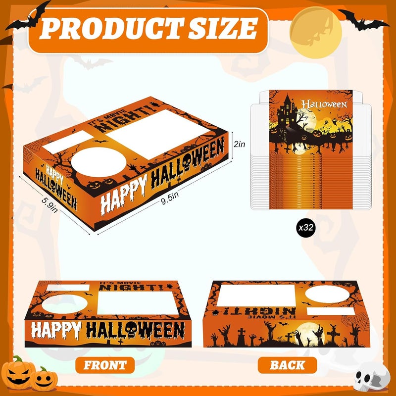 Yewfold Halloween Party Supplies Movie Night Snack Trays Paper Popcorn Snacks Drink Candy Holder Cardboard Boxes Halloween Party Decor for Movie Night Kids - Image 2