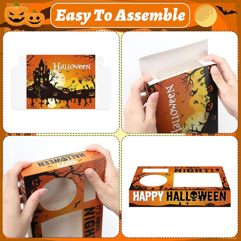 Yewfold Halloween Party Supplies Movie Night Snack Trays Paper Popcorn Snacks Drink Candy Holder Cardboard Boxes Halloween Party Decor for Movie Night Kids - Image 3