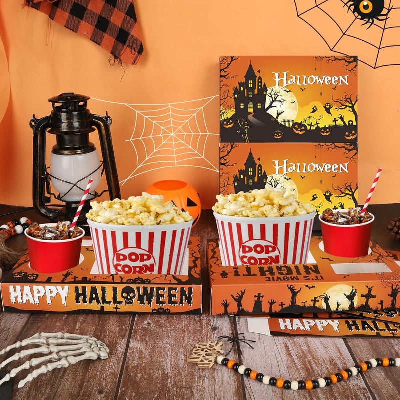 Yewfold Halloween Party Supplies Movie Night Snack Trays Paper Popcorn Snacks Drink Candy Holder Cardboard Boxes Halloween Party Decor for Movie Night Kids - Image 5