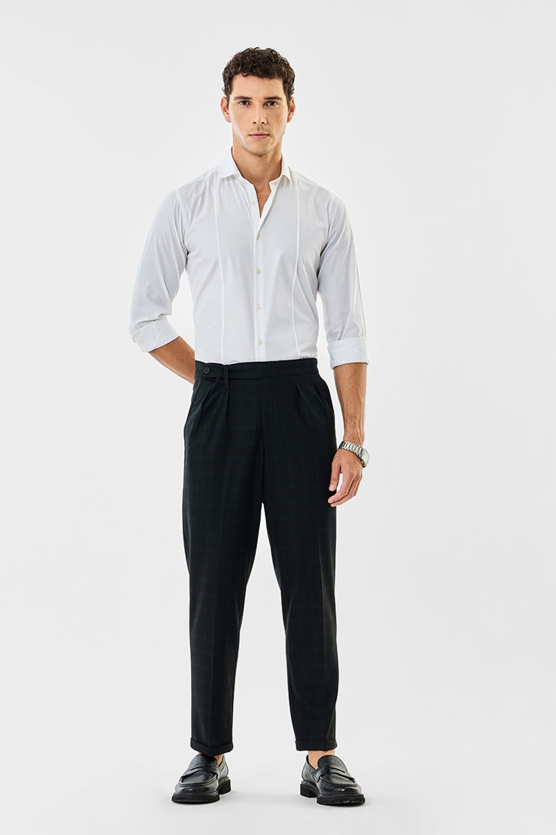 SNITCH Checks Slim Fit Stretch Trousers - Image 2