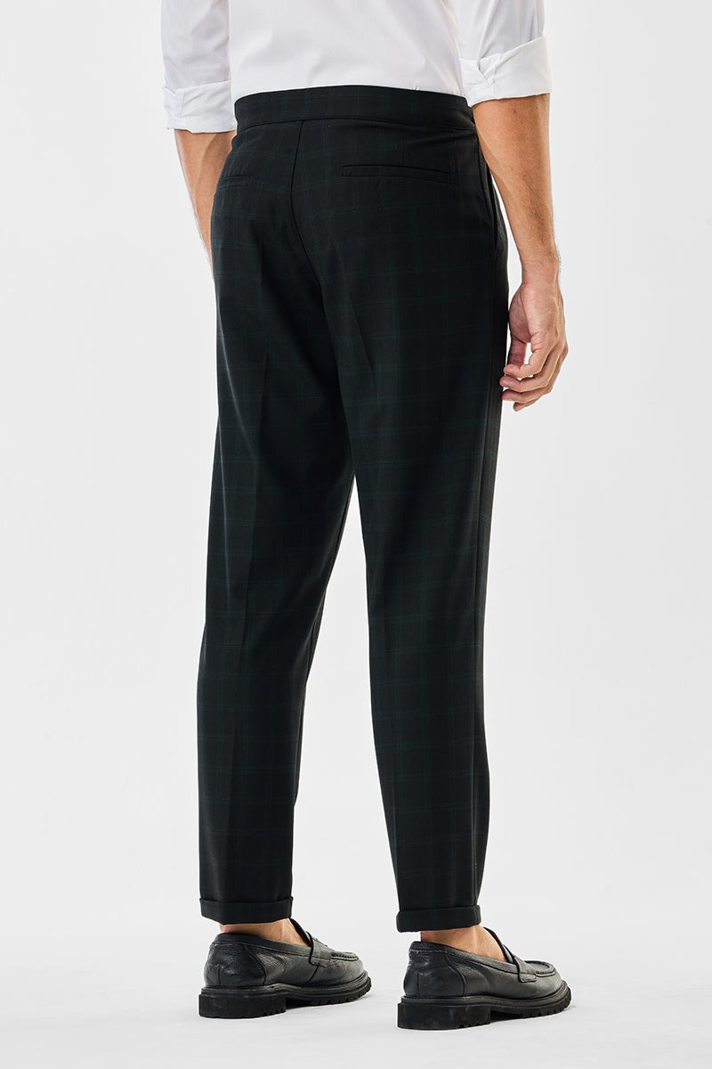 SNITCH Checks Slim Fit Stretch Trousers - Image 4